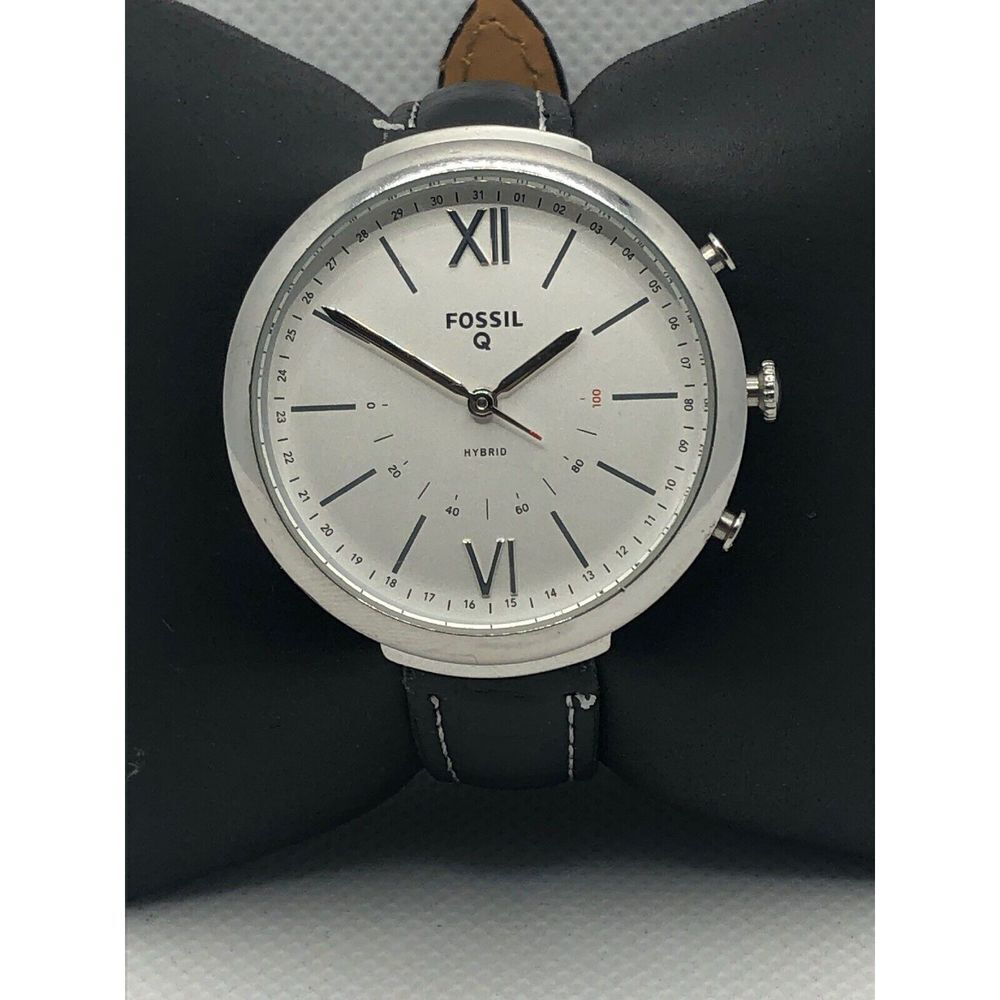 Fossil Q FTW5011 Women's Black Leather Analog White Dial Hybrid Smart Watch HK63